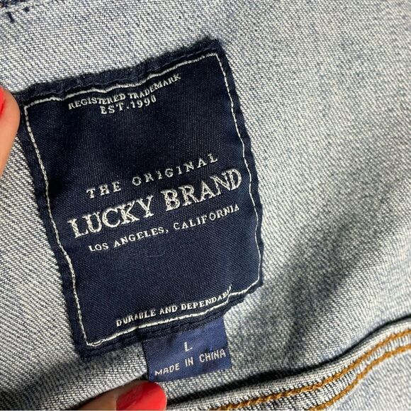 Lucky Brand Denim Tomboy Trucker Blue Jean Jacket Sz L - Picture 6 of 6
